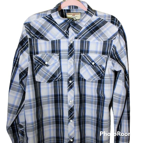 Supply Company Plaid Button Down 100% Cotton Shirt Men's Size Medium - Picture 1 of 7